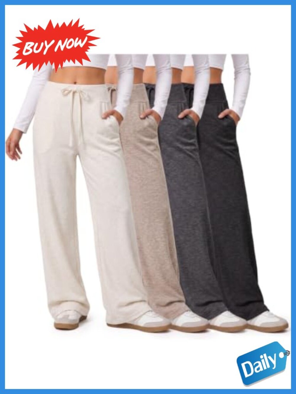 Womens Wide Leg Sweatpants Multi Pack Baggy Lounge Pants with Pockets